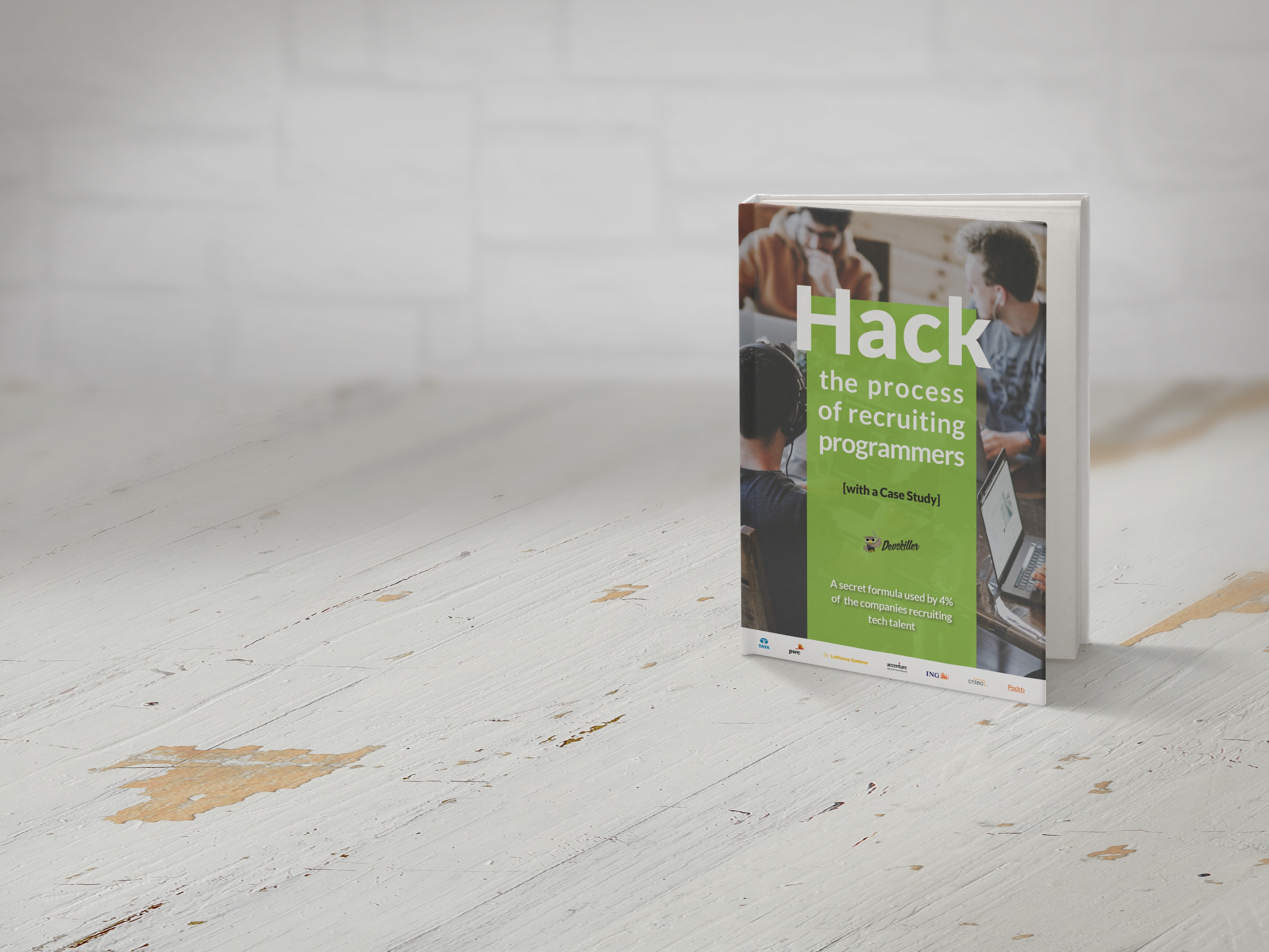 Image presenting DevSkiller ebook explaining how to hire a programmer