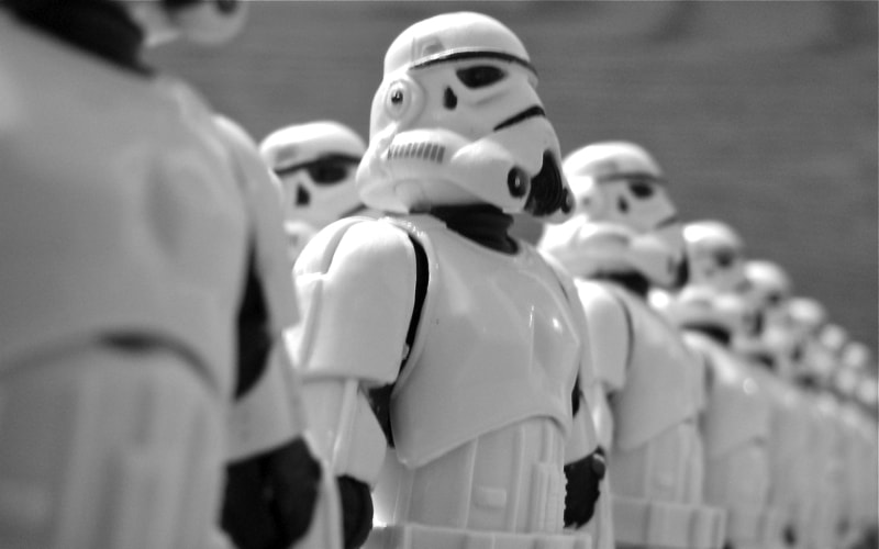 photo presenting identical stormtroopers