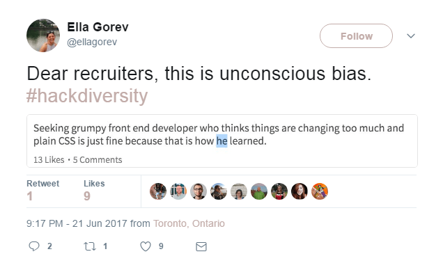 women in tech: unconscious bias on twitter