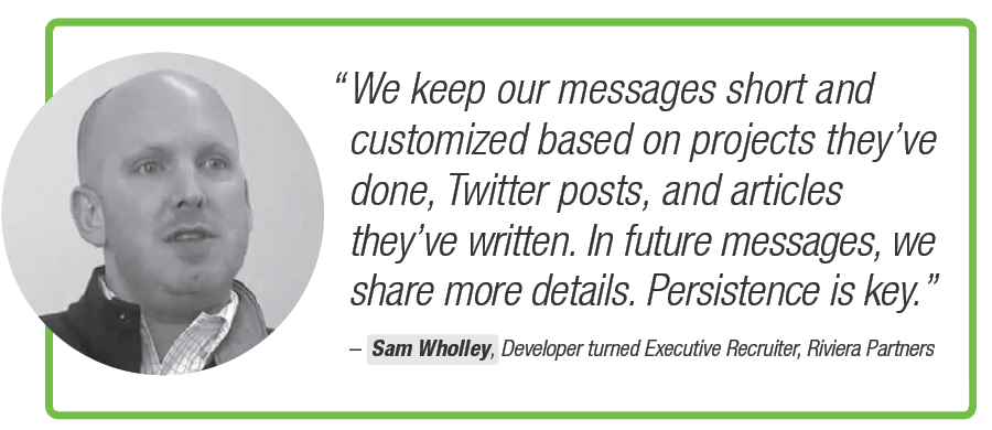Sam Wholley explains recruitment best practices like keeping initial messages short