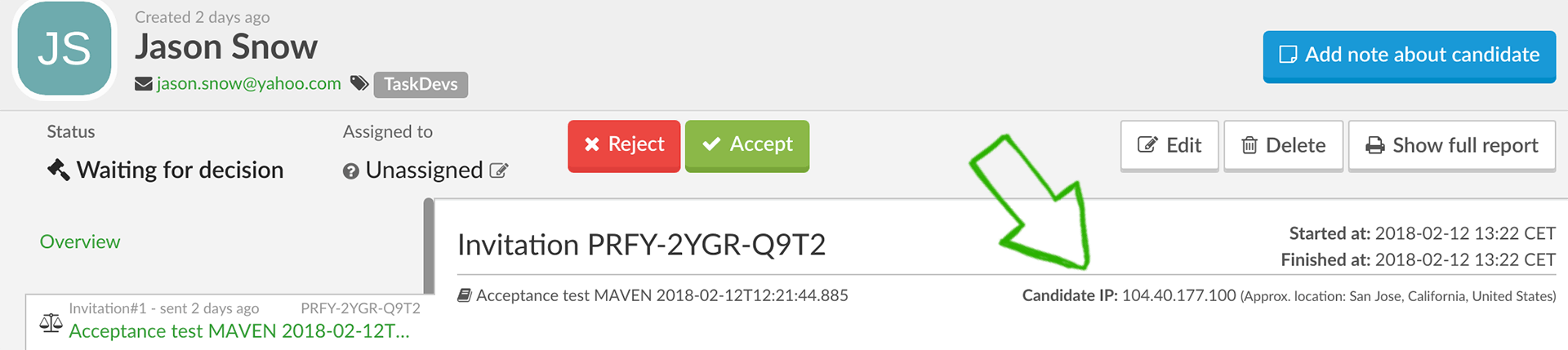 Code plagiarism checker: : Our IP address tracker guarantees that the test isn’t outsourced