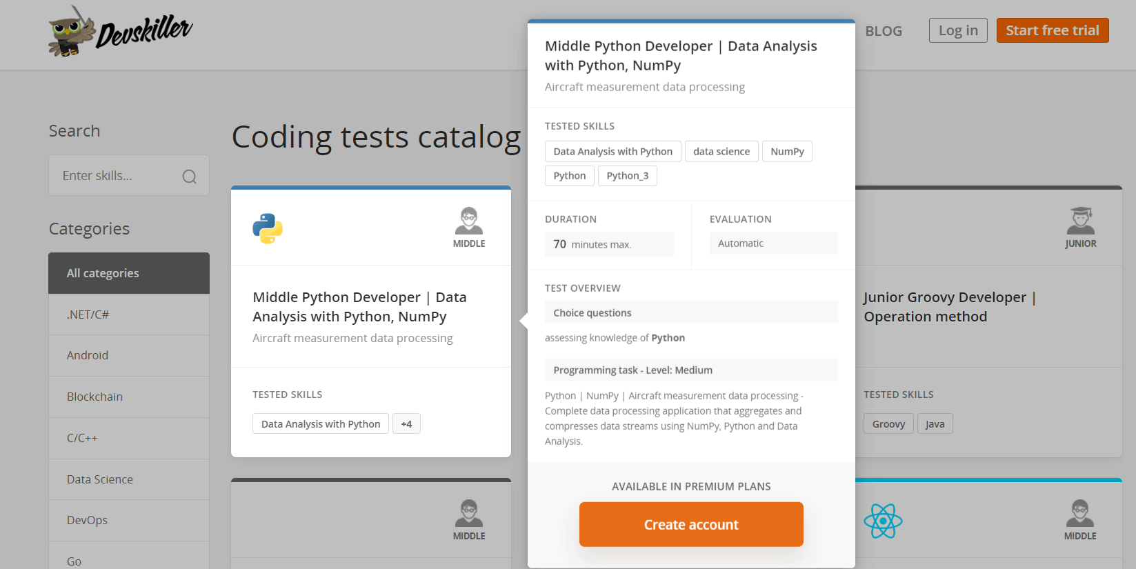 DevSkiller platform update – what is new? #April2019 coding test catalog
