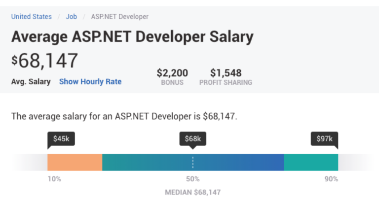 dot NET developer / programmer salary from junior to senior level