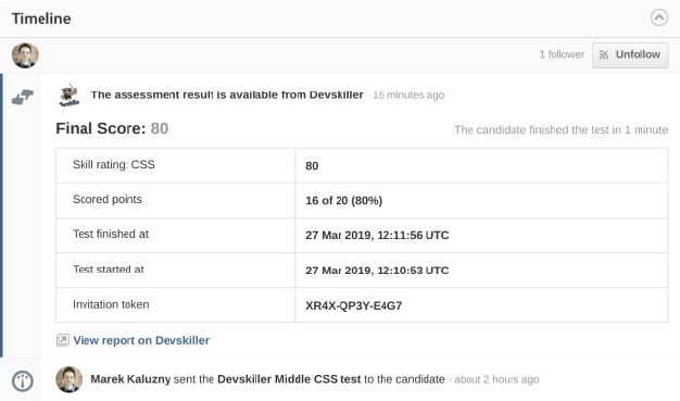 Workable ATS tech recruitment workflow: Get test summaries