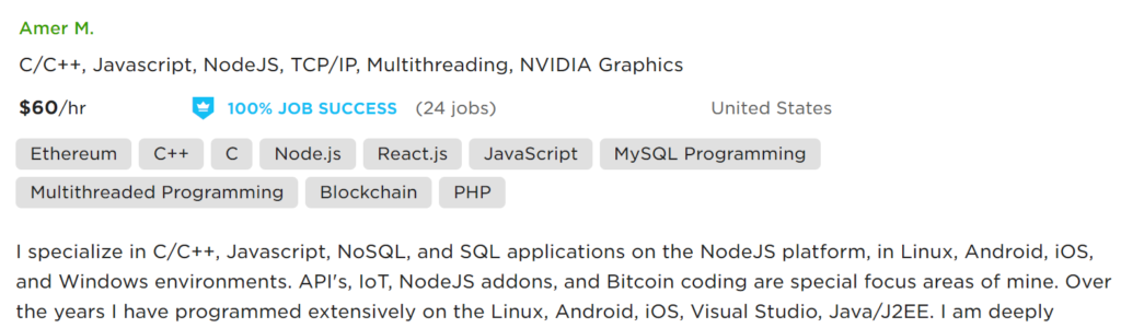blockchain developer salary upwork