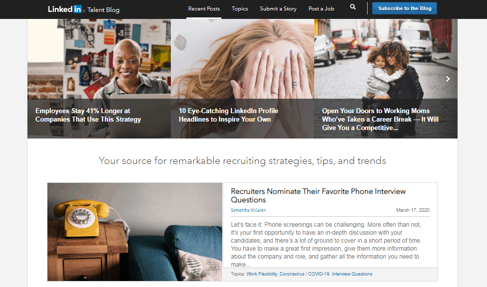 Recruitment blogs to follow Linkedin Talent Blog