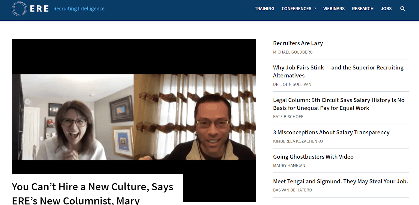 Recruitment blogs to follow ERE MEDIA: ERE