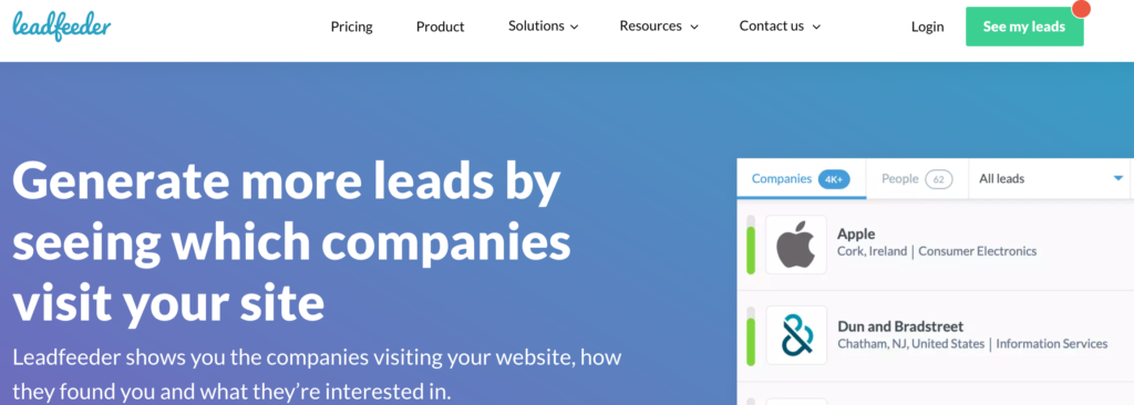 Sourcing tools: leadfeeder