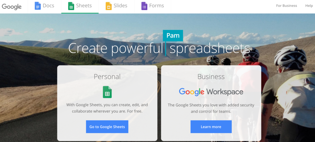 Sourcing tools: Google Sheets