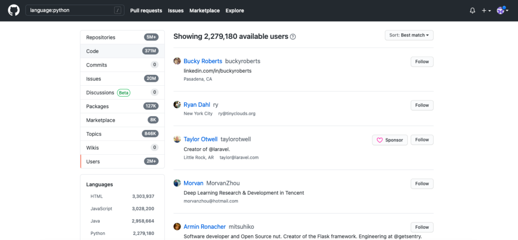 GitHub Python Search